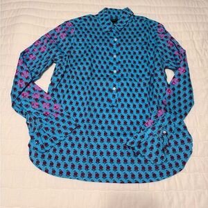 JCrew Blue Floral Pattern women’s Button-Up Shirt
